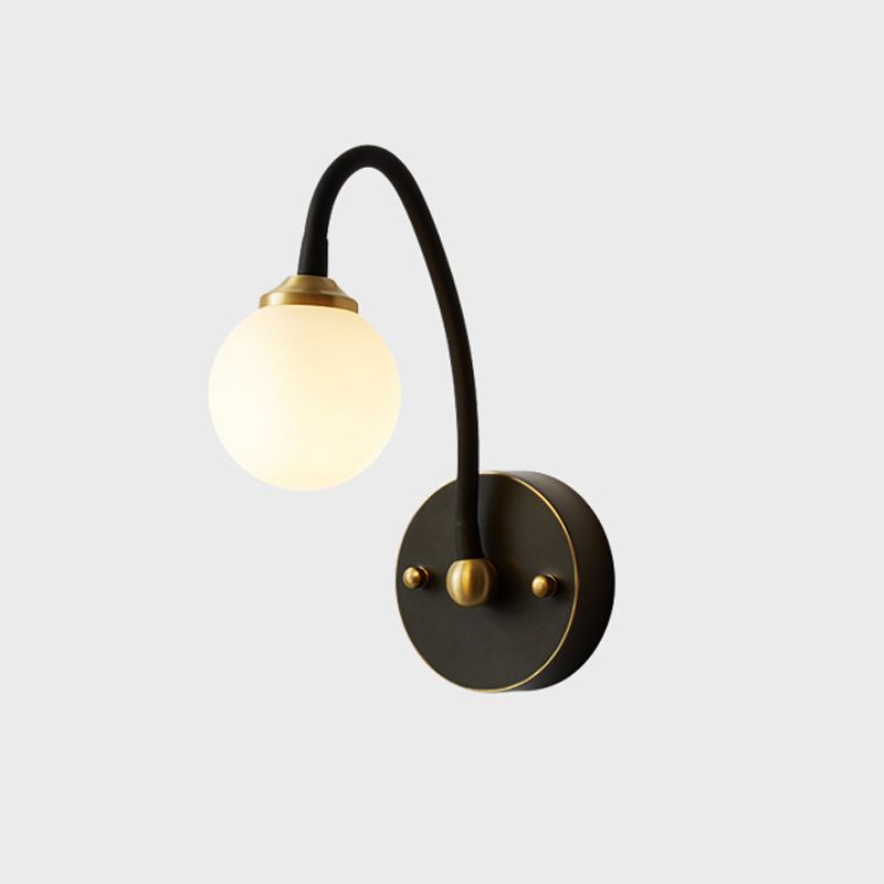 Brass Globe Wall Light Nordic Black Wall Sconce with Glass for Living Room