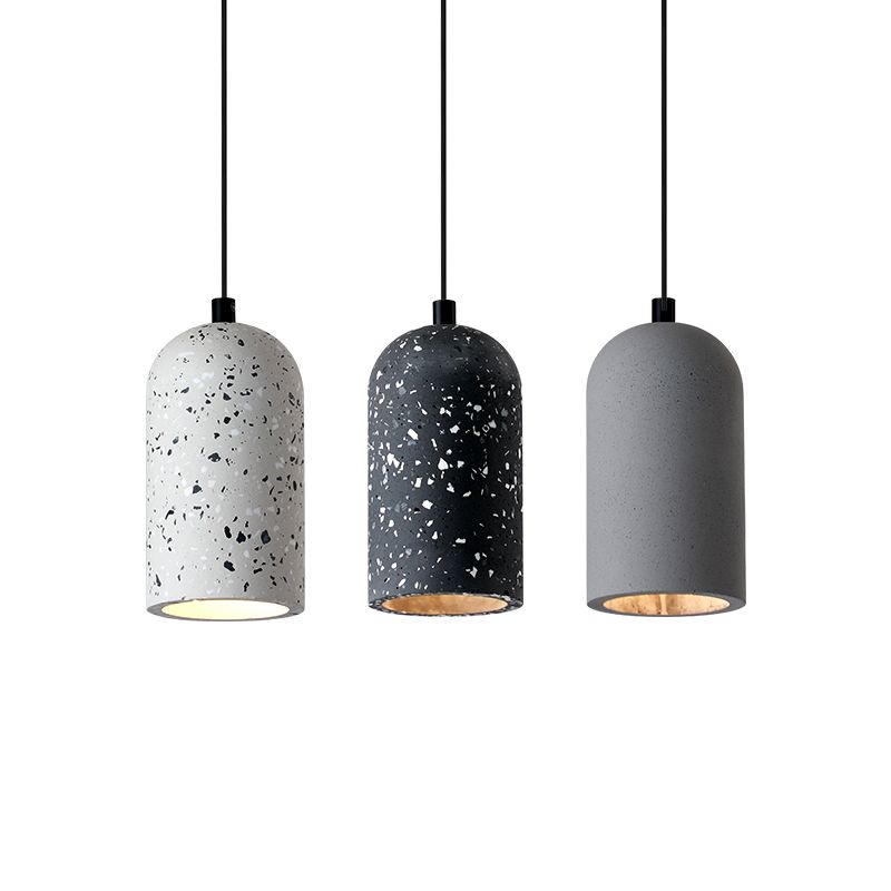 Elongated Dome Terrazzo Hanging Lamp Nordic Style Single Pendant Light Fixture for Bedroom