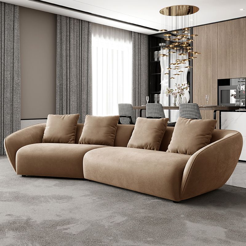 Nordic Wooden 3 Seater Sofa Chaise Dark Brown Sloped Arm Sofa