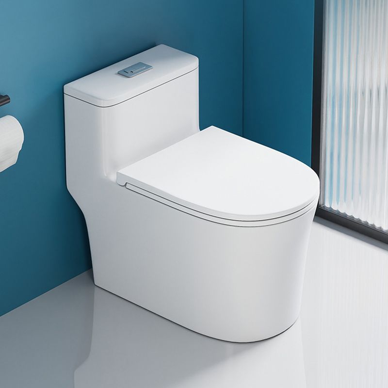 Glossy White Toilet with Glazed Surface Modern All-In-One Toilet Bowl