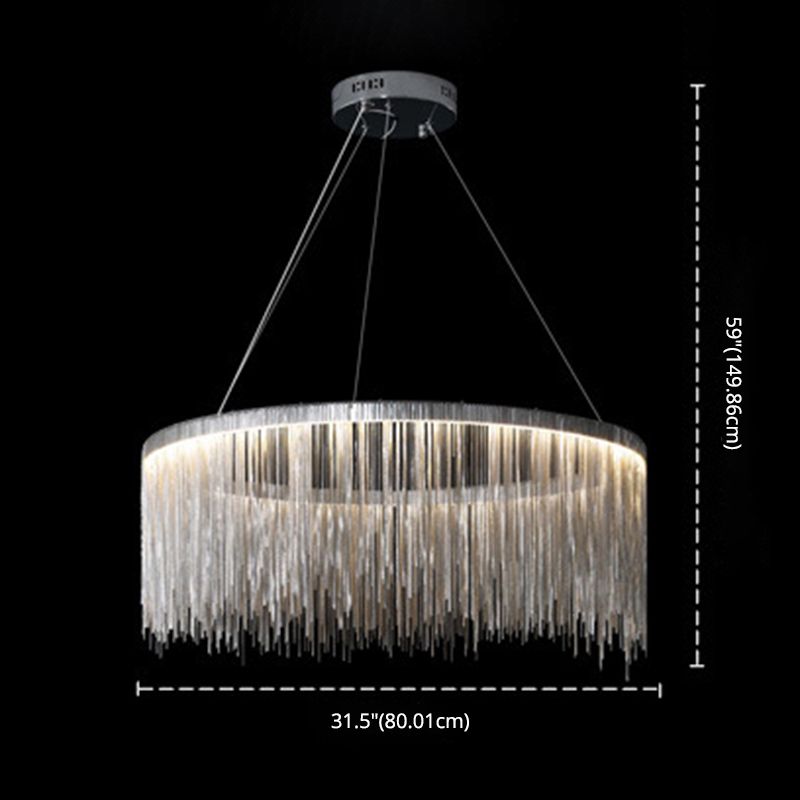 Circular Down Lighting Pendant Modern Metal Living Room LED Ceiling Pendant Light in Silver