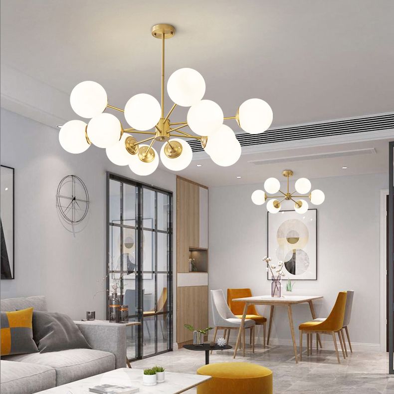 Vetro bianco Global Hanging lampadario a sospensione MODERNI MODERNO MULTI LUCE LUCE PENDANTE
