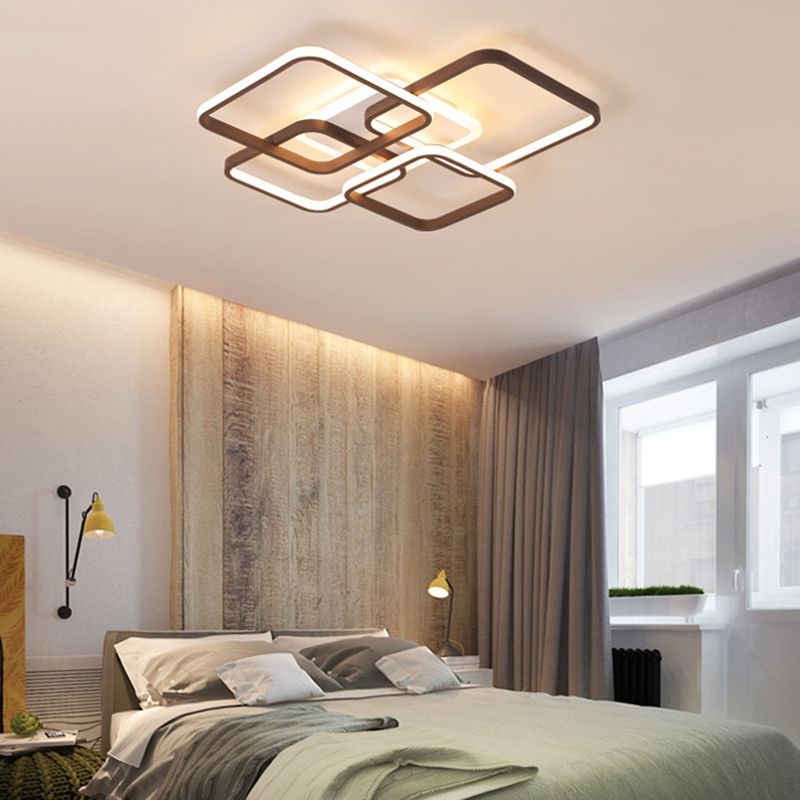 Traverse Flush Light Minimalist Acrylique 4/7 Heads 23,5 "/35.5" Wide Brown Close to Ceiling Lamp in Warm / White Light