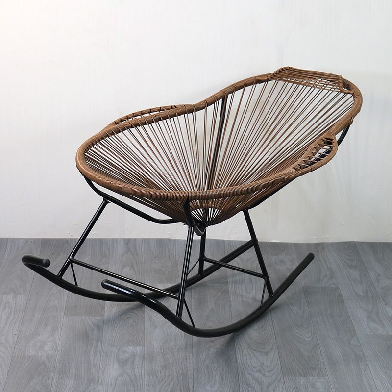 Modern Rocking Chair Wicker Woven Rope Weather-Resistant Rocker