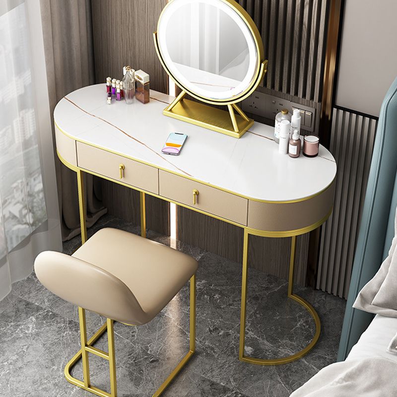Glam 29.52 " H Slate Top Vanity Stool with Drawers Dressing Table