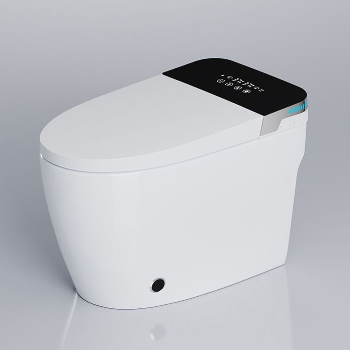 White Elongated Floor Standing Bidet with Heated Seat and Foot Sensor