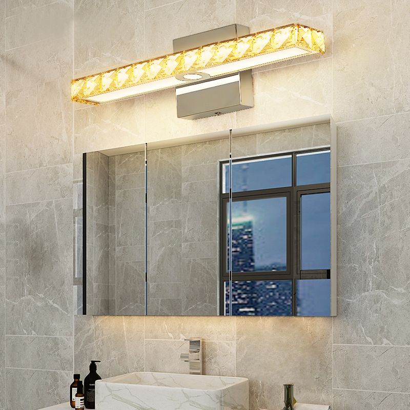 Rectangular LED Vanity Lamp Modern Minimalist Style Crystal Single Vanity Light