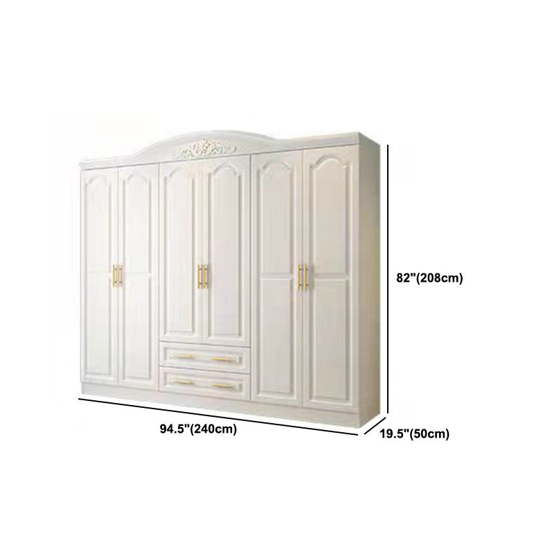 French Country Wardrobe Armoire Engineered Wood Wardrobe with Solid Wood Clothing Rod