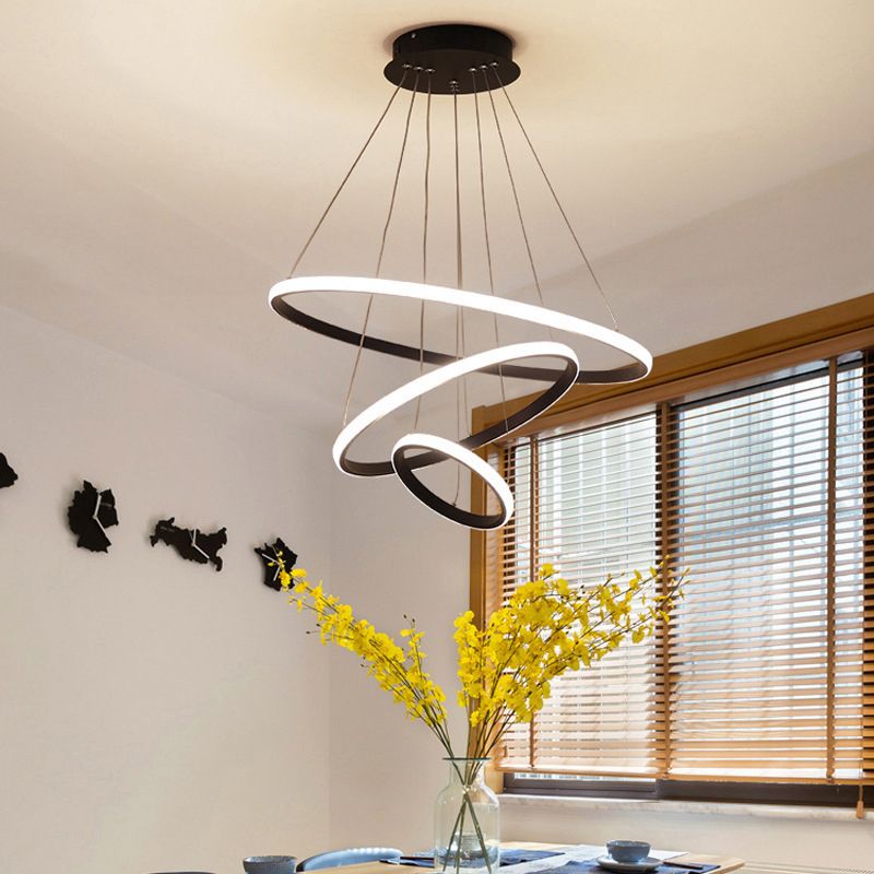 Lampada a sospensione del soffitto a LED a LED circolare Minalismo lampadario acrilico per sala da pranzo