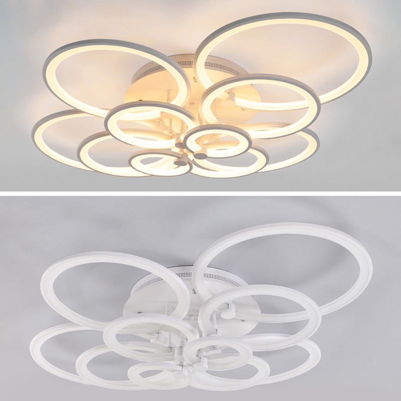 Sombra circular LED acrílico Semi Flush Montaje moderno de techo interior Luz
