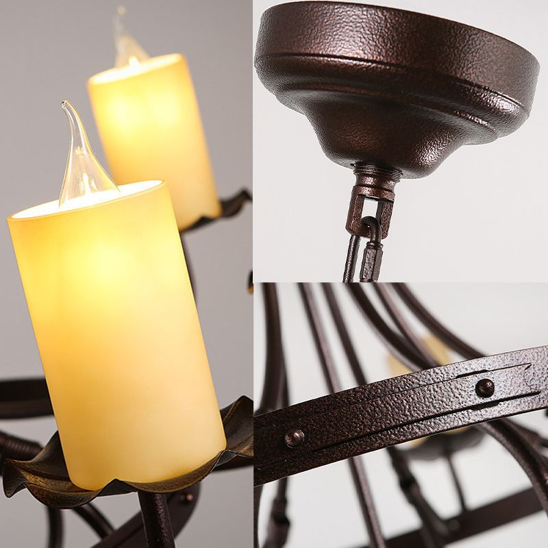 Cougie en verre jaune lustre lampe country 8 lumières