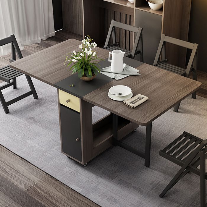 Rectangle Wooden Dining Table Mid-Century Drop Leaf Dining Table