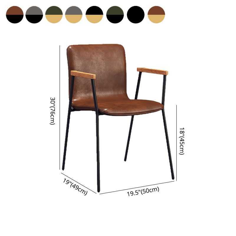 Fauteuil de salle à manger en cuir industriel, finition mate, chaise de salle à manger à dossier solide