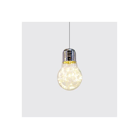 Cuerte de vidrio desnudo suspensión colgante contemporáneo 1 luz cromado led colgante de led en blanco/luz cálida