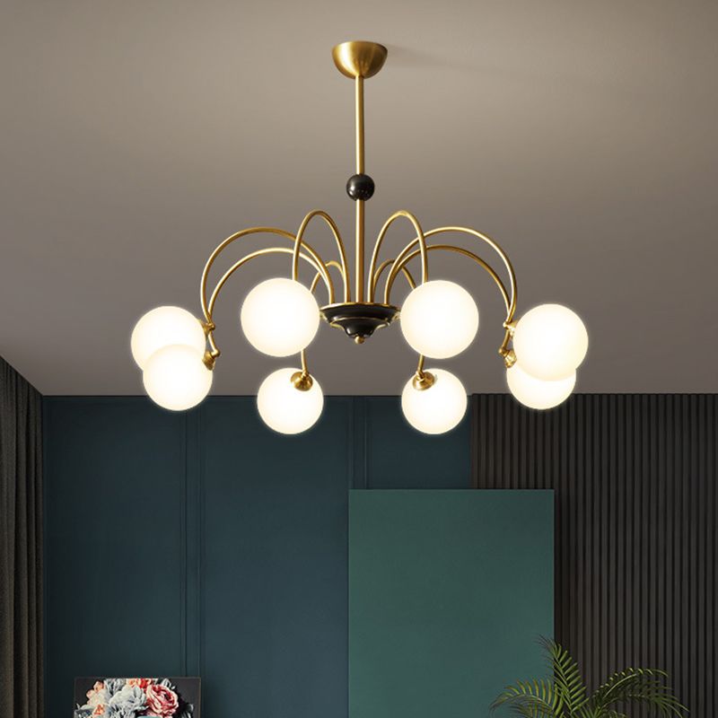 Spherical Shape Chandelier Light Modern Style Glass Multi Light Hanging Light for Bedroom