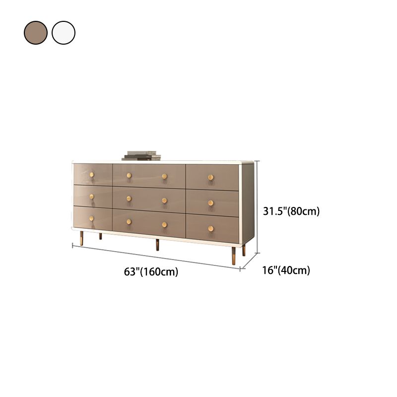 Bedroom Wooden Double Dresser White and Grey Storage Chest Dresser with Drawers