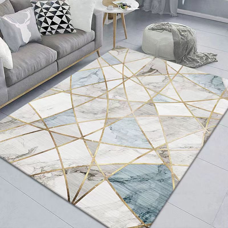 Modern Style Rug Geometric Pattern Living Room Carpet Polyester Washable Area Rug