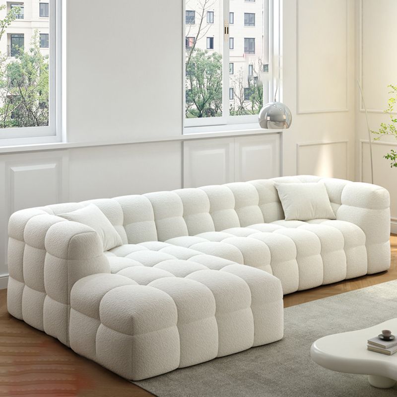 Scandinavian Living Room Sectional Sofas White L-Shape Modular Sleeper Sectional