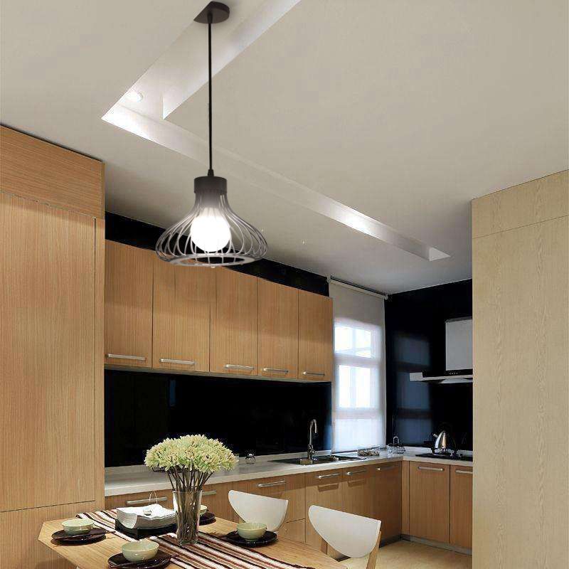 Retro smeedijzeren industriële stijl kroonluchter 1 licht zwarte hanglampje keukenverlichting