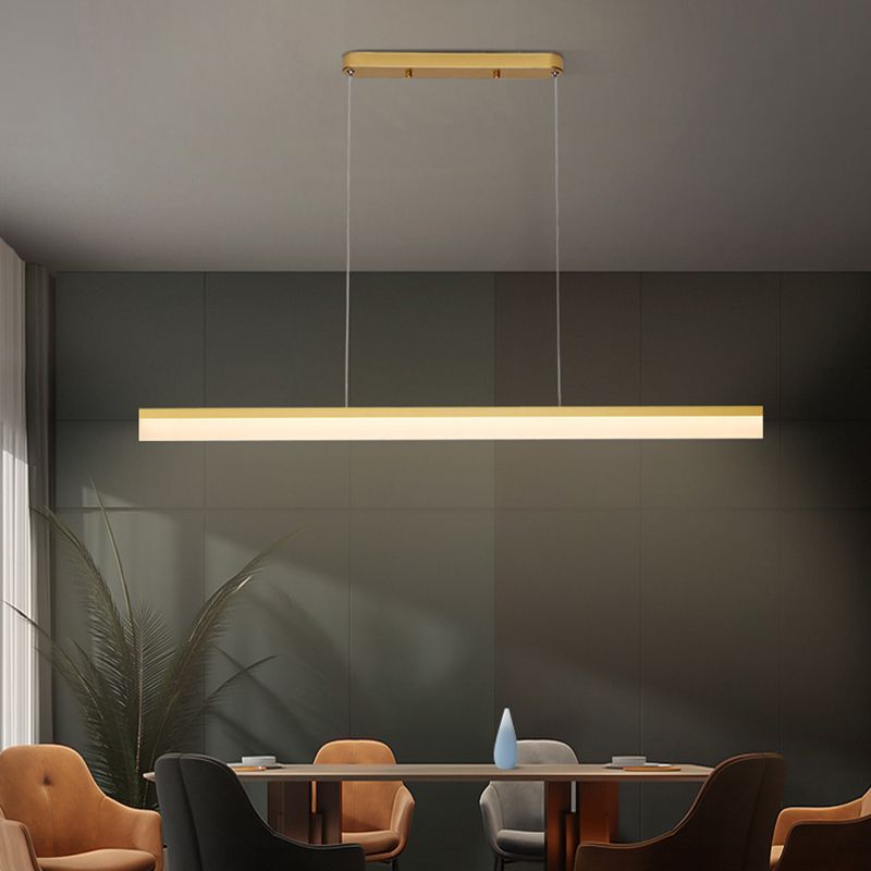 Contemporary Island Light Linear Metal 1 Light Island Ceiling Light for Kitchen