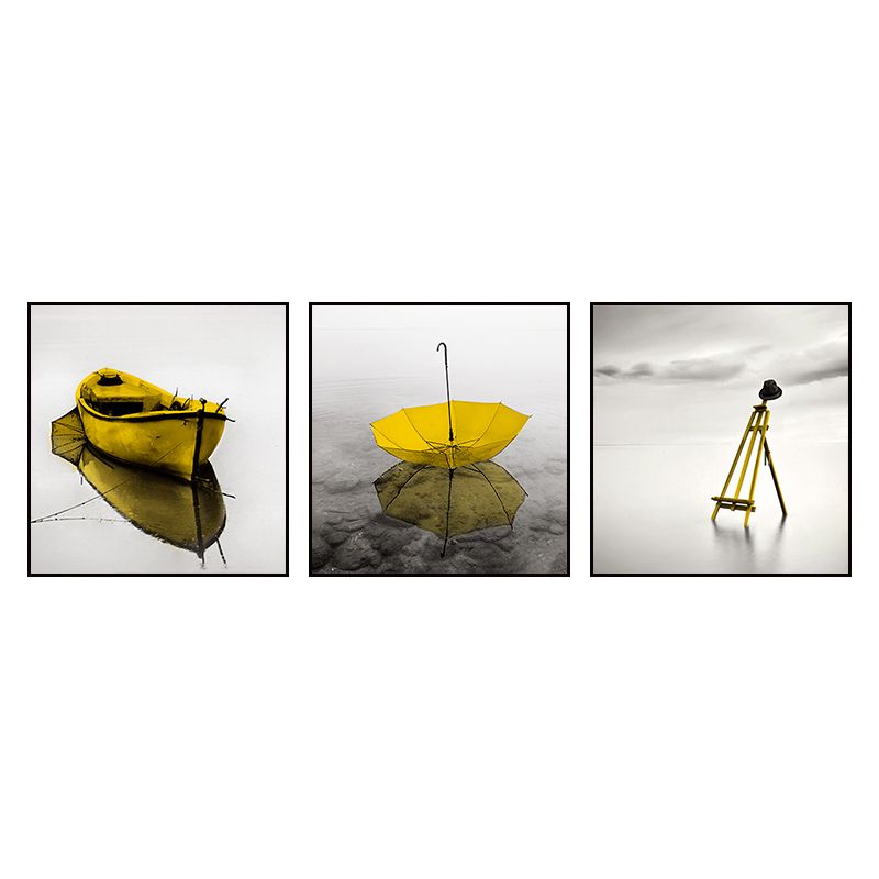 Photographic Still Life Canvas Art Yellow Contemporary Wall Decor for Home, Set of 3