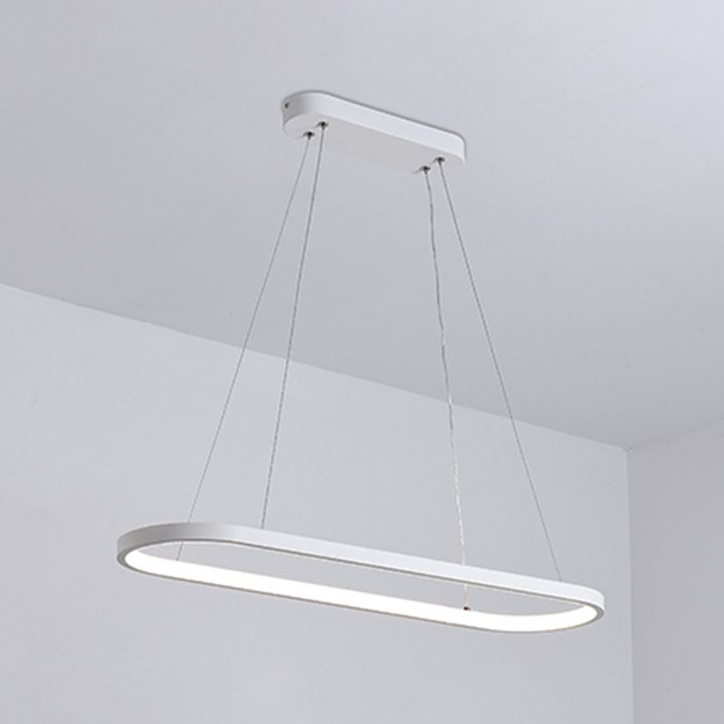 Contemporary Style Linear Shape Island Light Metal 1 Light Hanging Pendant Light in White
