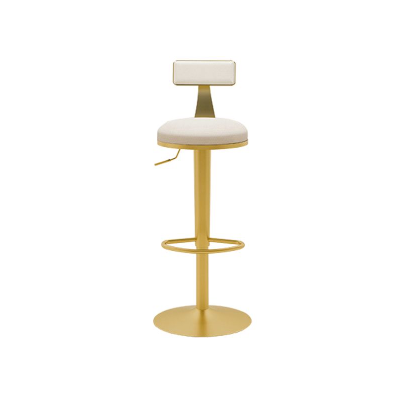 Glam Liftable Backrest Counter Stool Iron Cafe Bar Stool with Cushion and Pedal