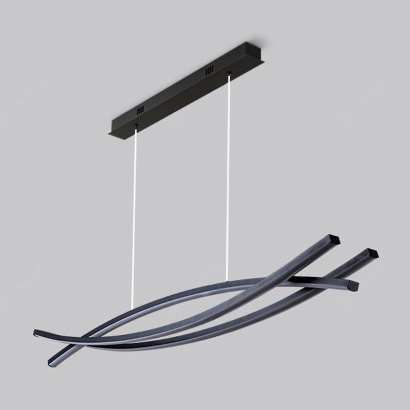 3 Lights Metal Geometric Island Lighting Kit Simplicity in Black