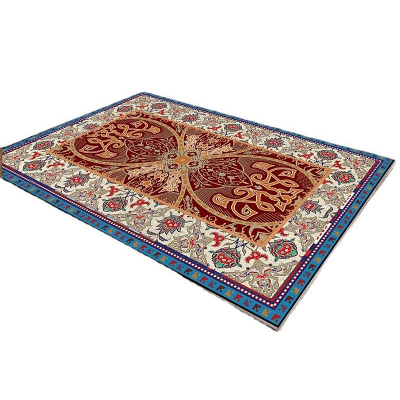 Light Orange Retro Carpet Polyester Graphic Carpet Washable Carpet for Living Room