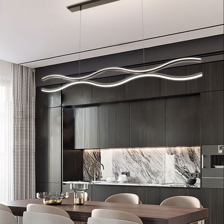 Lumo Curved Metal Island Light Light Modern Style Isola LED Light per sala da pranzo