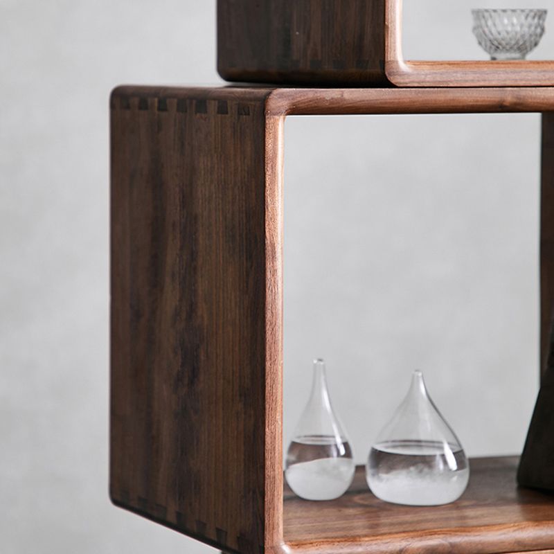 Contemporary Open Back Bookcase Solid Wood Cube Bookshelf for Office