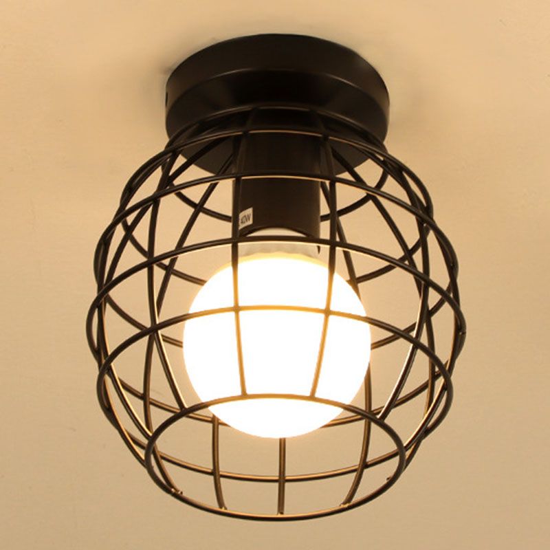 Lámpara geométrica industrial de montaje empotrado de metal con 1 luz en negro