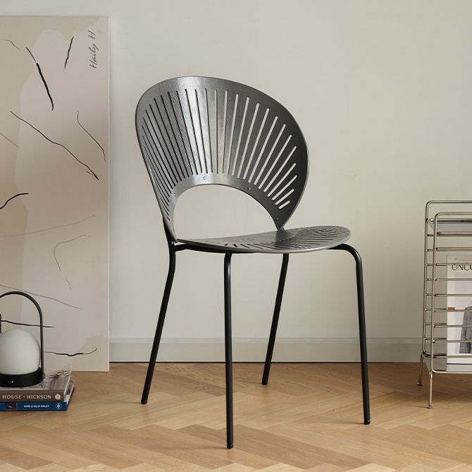 Modern Armless Dining Chairs Solid Wood Windsor Back Dining Side Chair