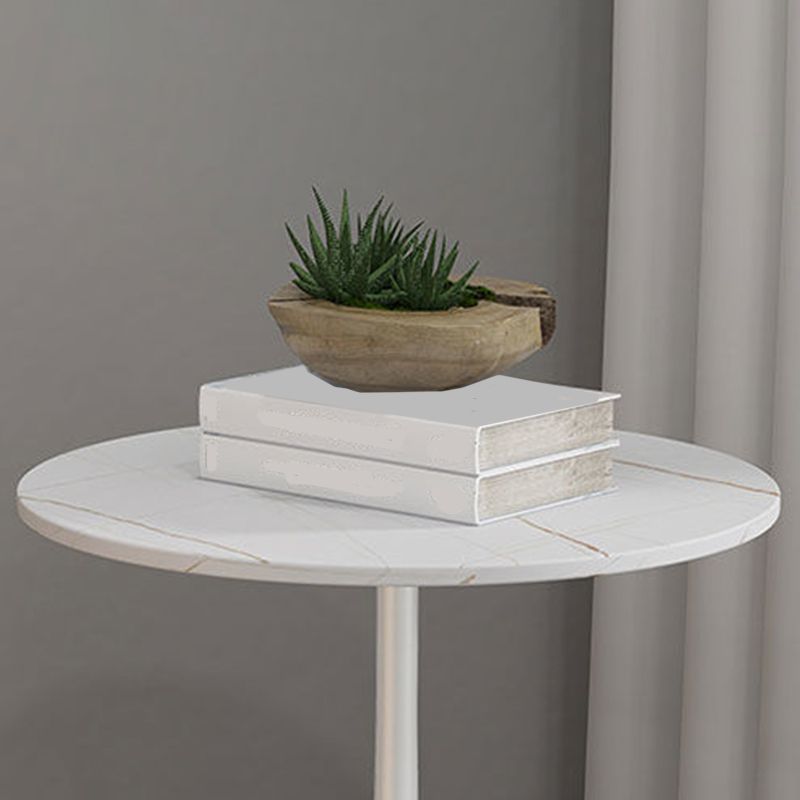 Modern Style Metal Base Slab & Metal Table Top Round Side Table