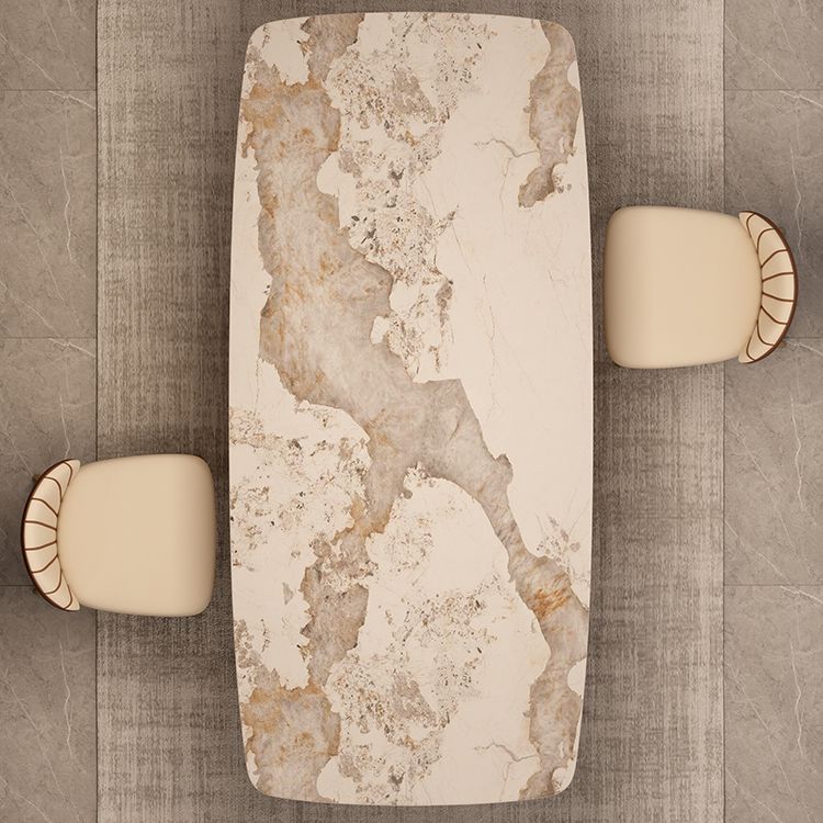 Modern Sintered Stone Dining Room Set Standard Height with Double Pedestal Base Dining Table Set