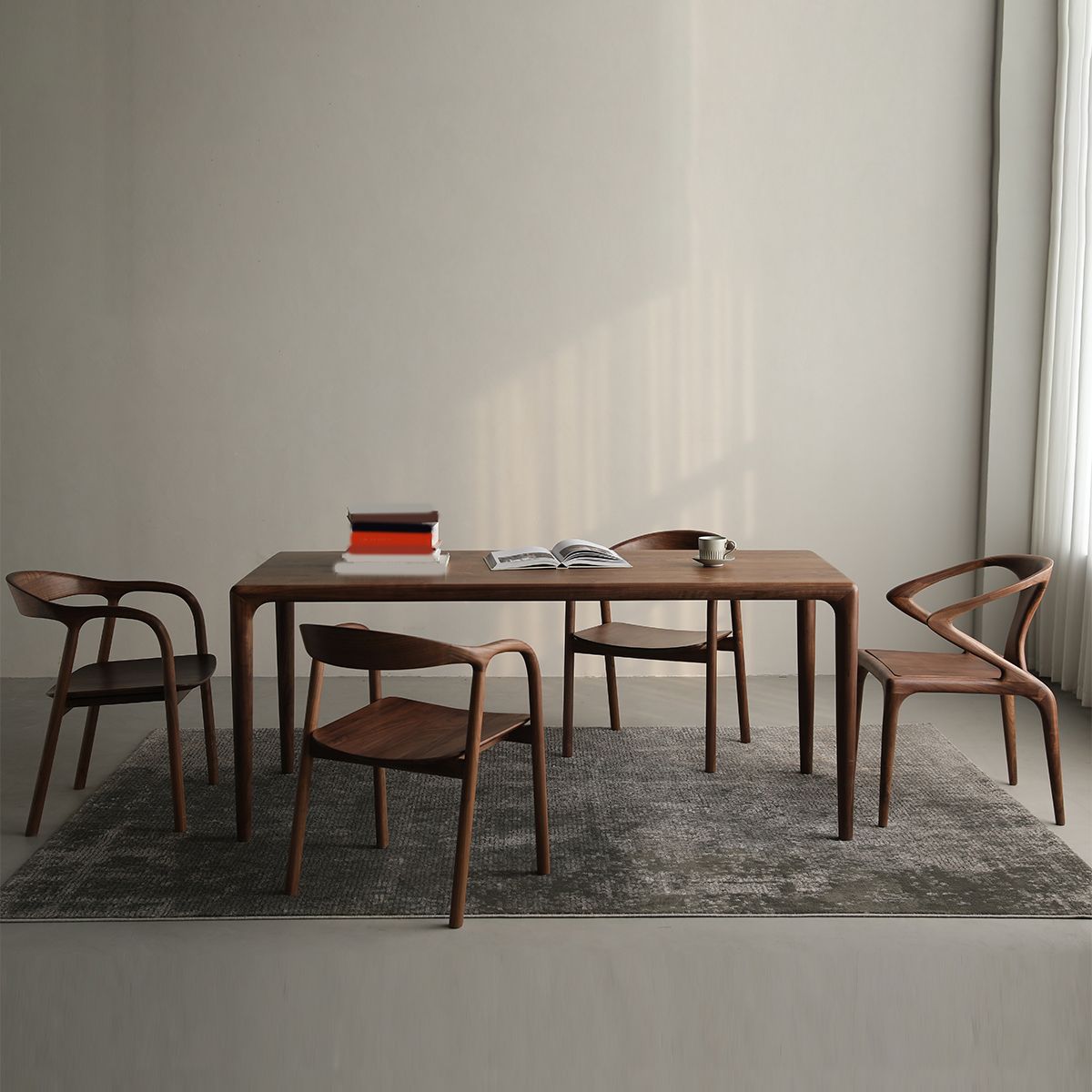 1/4/5 Piece Solid Wood Dining Room Table and Chair Set in Brown