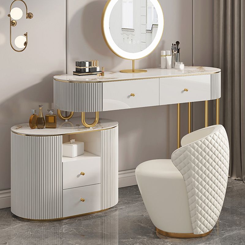 Slate Top Glam Make-up Vanity 4 Drawer Vanity Dressing Table Set