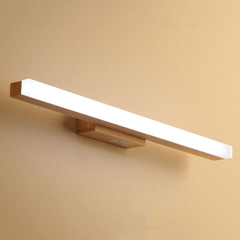 Nordic Style Wooden Vanity Light LED Rectangle Shape Vanity Lamp for Shower Room