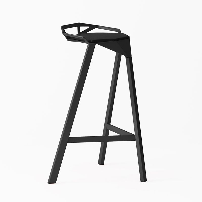 Modern Armless Backrest Counter Stool Iron Kitchen Bar Stool with Leather Cushion