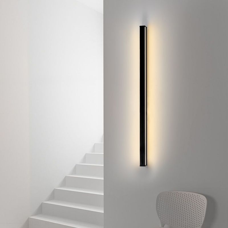 Modern Minimalist Style Linear Flush Mount Wall Sconce Aluminum Wall Mount Light Fixture in Black Finish