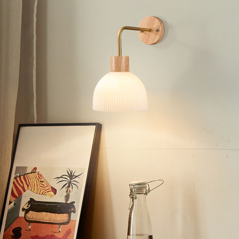 Modern Simple Wooden Wall Light Dome Shape Wall Lamp for Living Room