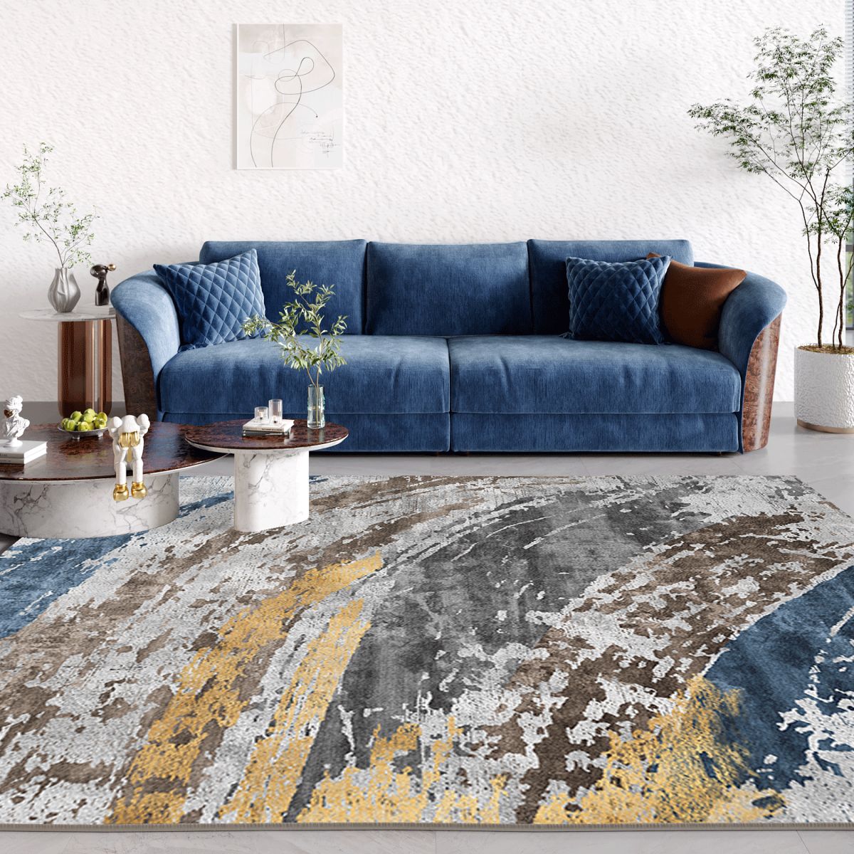 Wunderschöner waschbarer Teppich Trendy Polyester Fläche Teppich nicht rutschfestes Hintergrund Teppich für Wohnzimmer