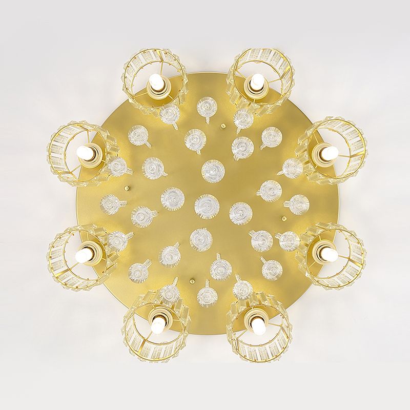 Contemporary Cylinder Flush Light Fixture Crystal Flushmount Lighting for Living Room