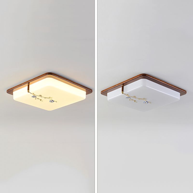 Modern Minimalist Wood Flush Mount 1-Light LED Flush Mount Ceiling Light for Living Room