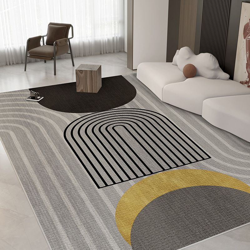 Simple Abstract Pattern Rug Polyester Indoor Rug Non-slip Carpet for Living Room and Bedroom
