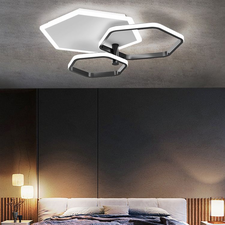 Metal Geometric Shape Flush Ceiling Light Modern 3 Lights Flush Ceiling Light Fixtures