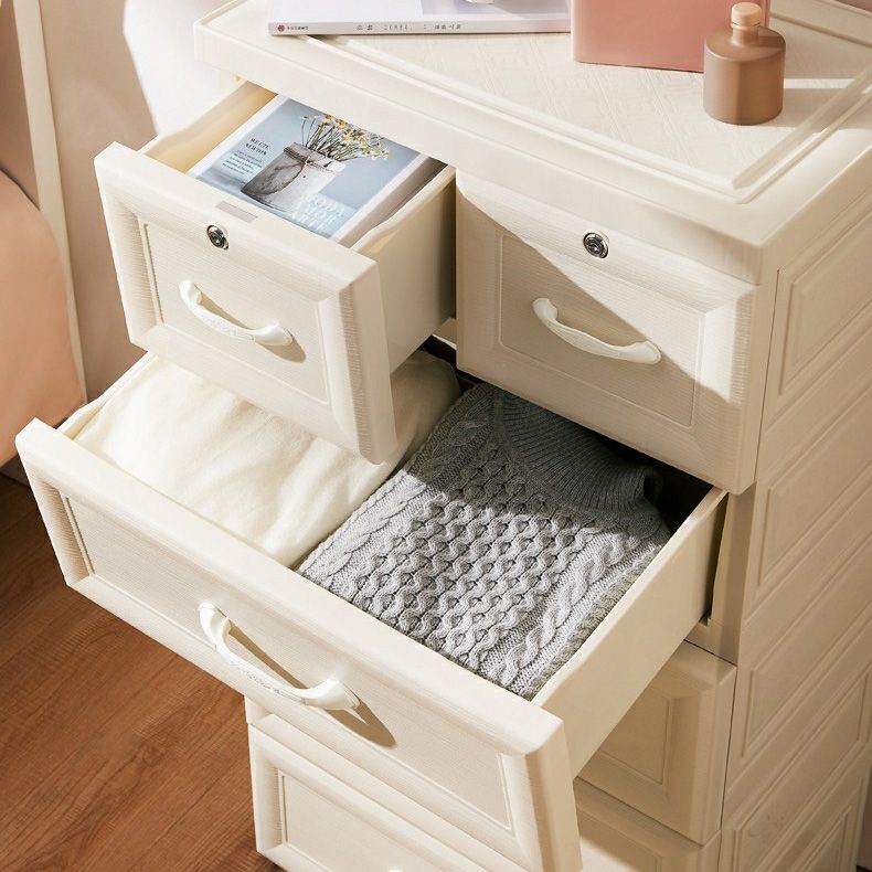 Contemporary Wardrobe Armoire with Drawer Plastic Non-Hanging Armoire