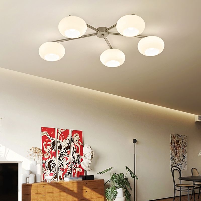 Multi Lights Ceiling Mount Light Modern Style with Glass Shade for Living Room