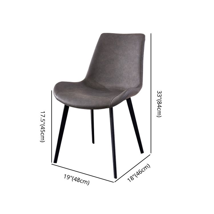 Industrial Style Leather Dining Chairs Solid Back Armless Side Chairs for Home Use