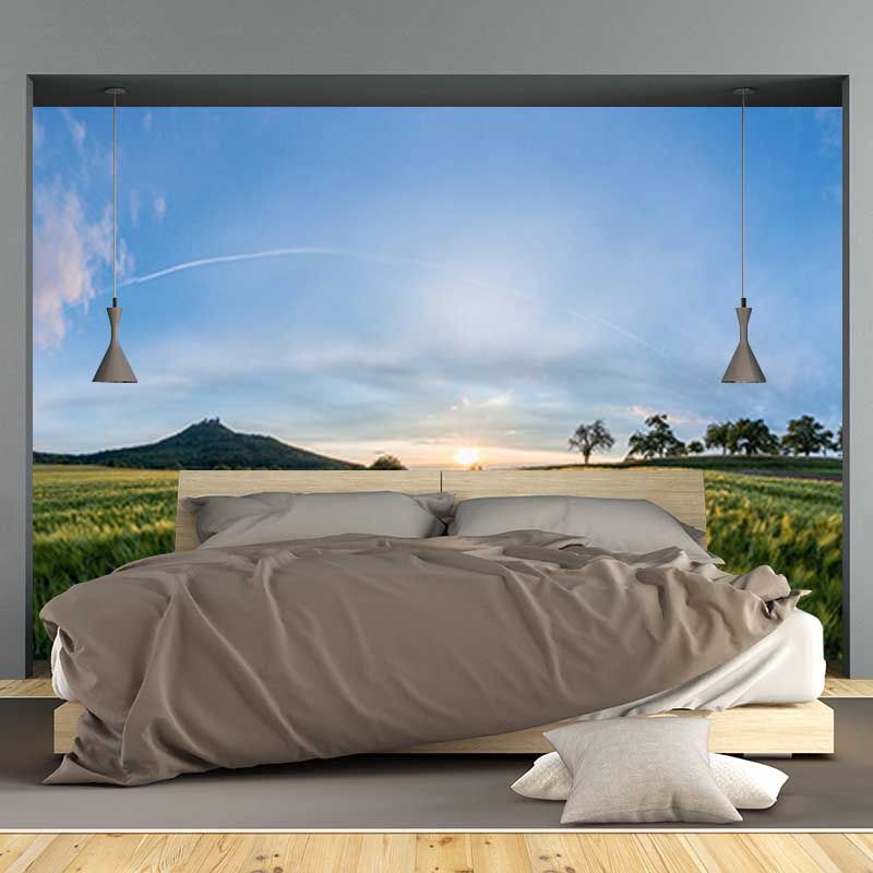 Customized Green Wheat Ears Mural Stain Resistant Wall Art for Dining Room